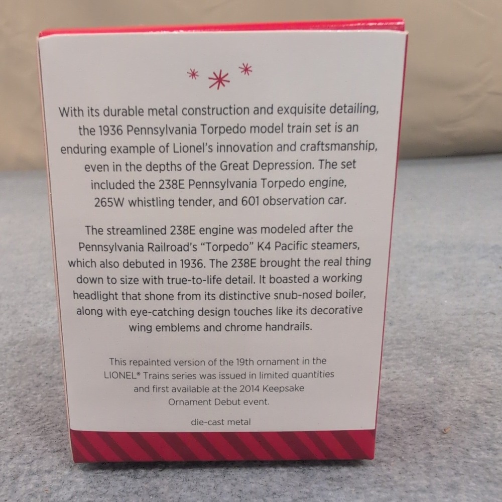 Hallmark Keepsake 2014 Lionel Pennsylvania Torpedo Locomotive Ornament Limited - Picture 2 of 4